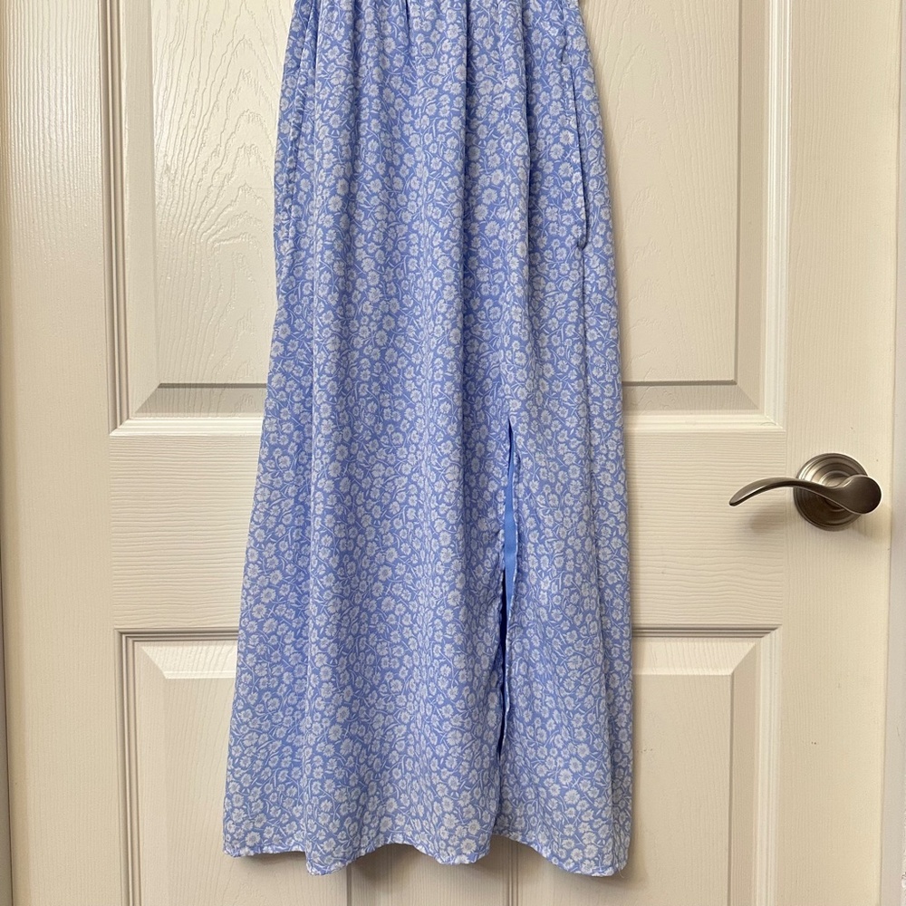 Abercrombie & Fitch Blue White Floral Smocked Midi Dress Women's Size XS - Picture 5 of 12